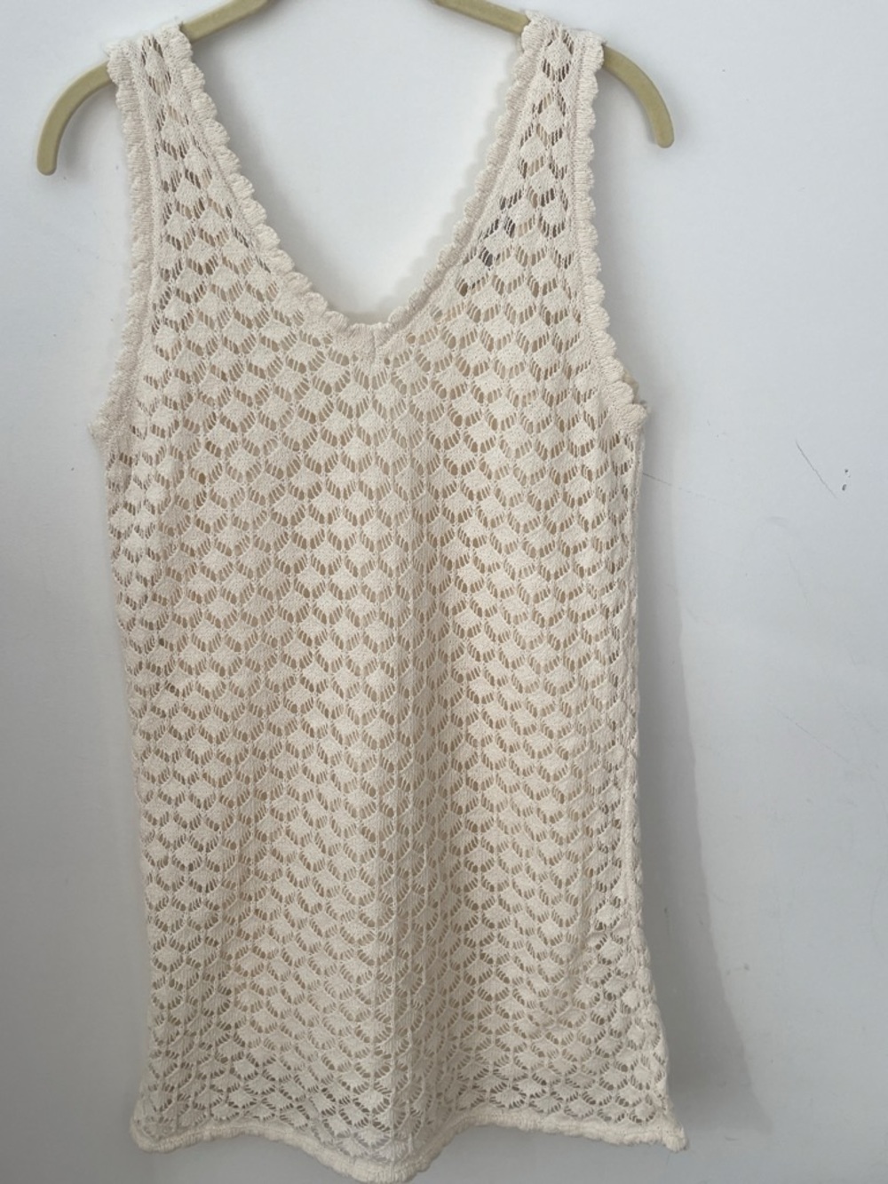 Zara Women's Crochet Tank mini Slip Dress - Cream Lace Layering Top